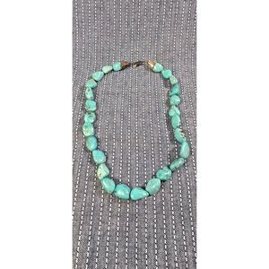Large natural turquoise nugget necklace with Sterling Silver Clasp